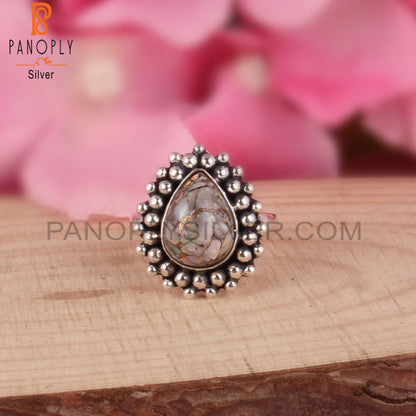 Mojave Copper Ethiopian Opal Pear Silver Women’s Ring