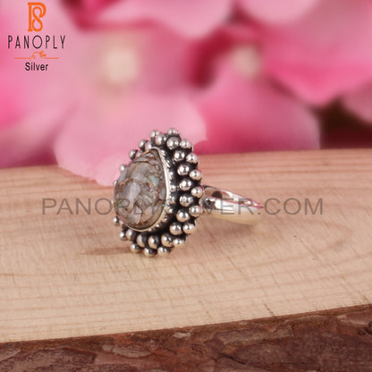 Mojave Copper Ethiopian Opal Pear Silver Women’s Ring