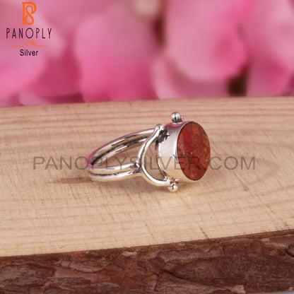 Sponge Coral Round Shape 925 Sterling Siver Ring