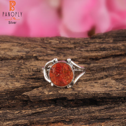 Sponge Coral Round Shape 925 Sterling Siver Ring