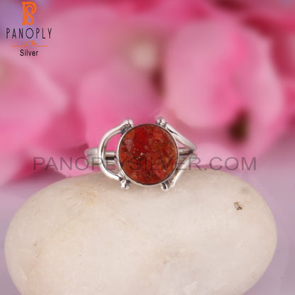 Sponge Coral Round Shape 925 Sterling Siver Ring