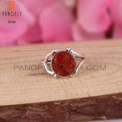 Sponge Coral Round Shape 925 Sterling Siver Ring