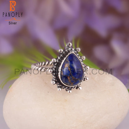 Mojave Copper Lapis Pear Shape Party Wear 925 Silver Ring