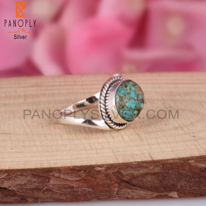 Pretty Boulder Turquoise Oval Shape 925 Sterling Silver Ring