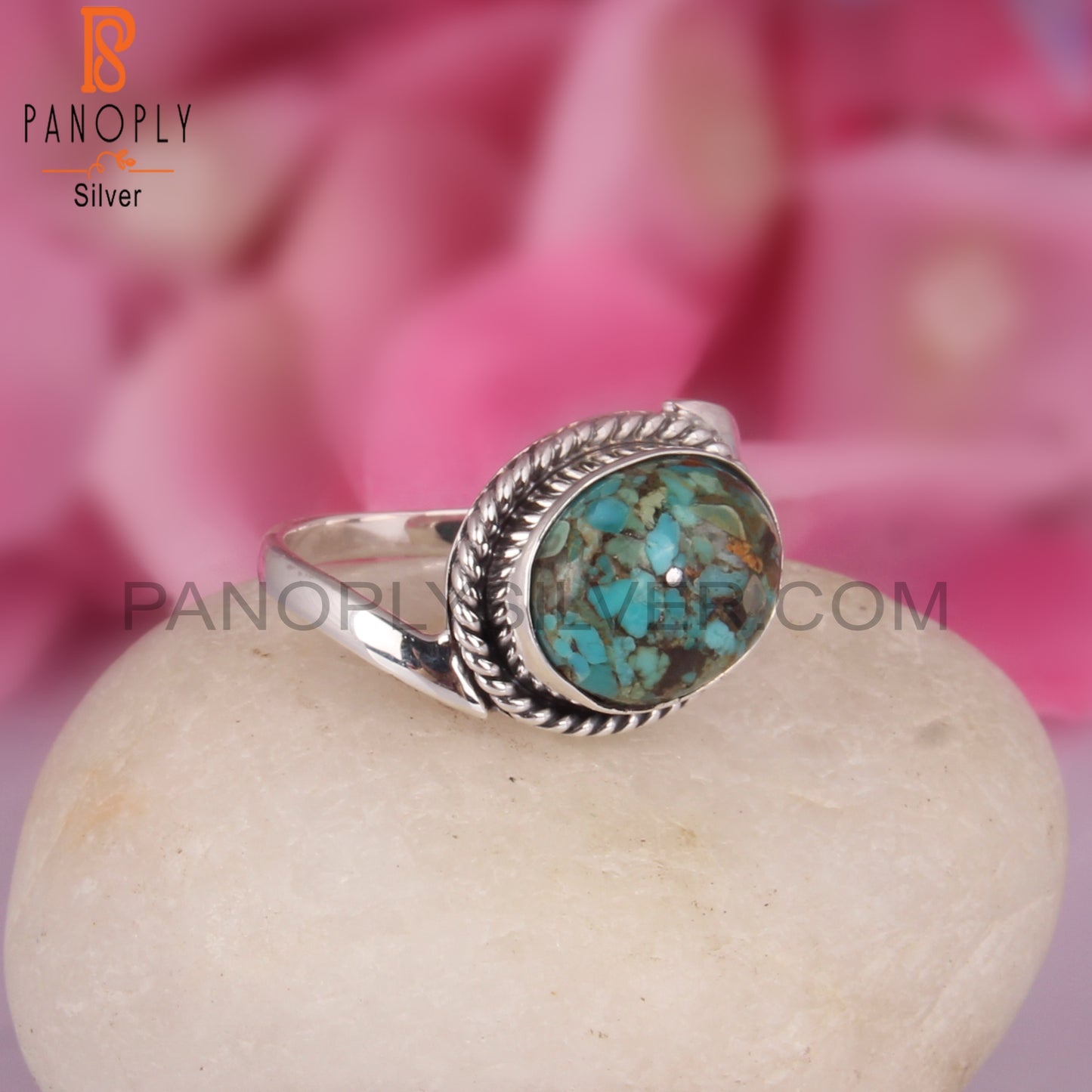 Pretty Boulder Turquoise Oval Shape 925 Sterling Silver Ring