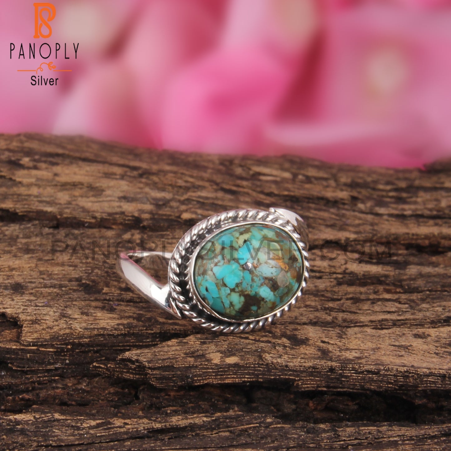Pretty Boulder Turquoise Oval Shape 925 Sterling Silver Ring