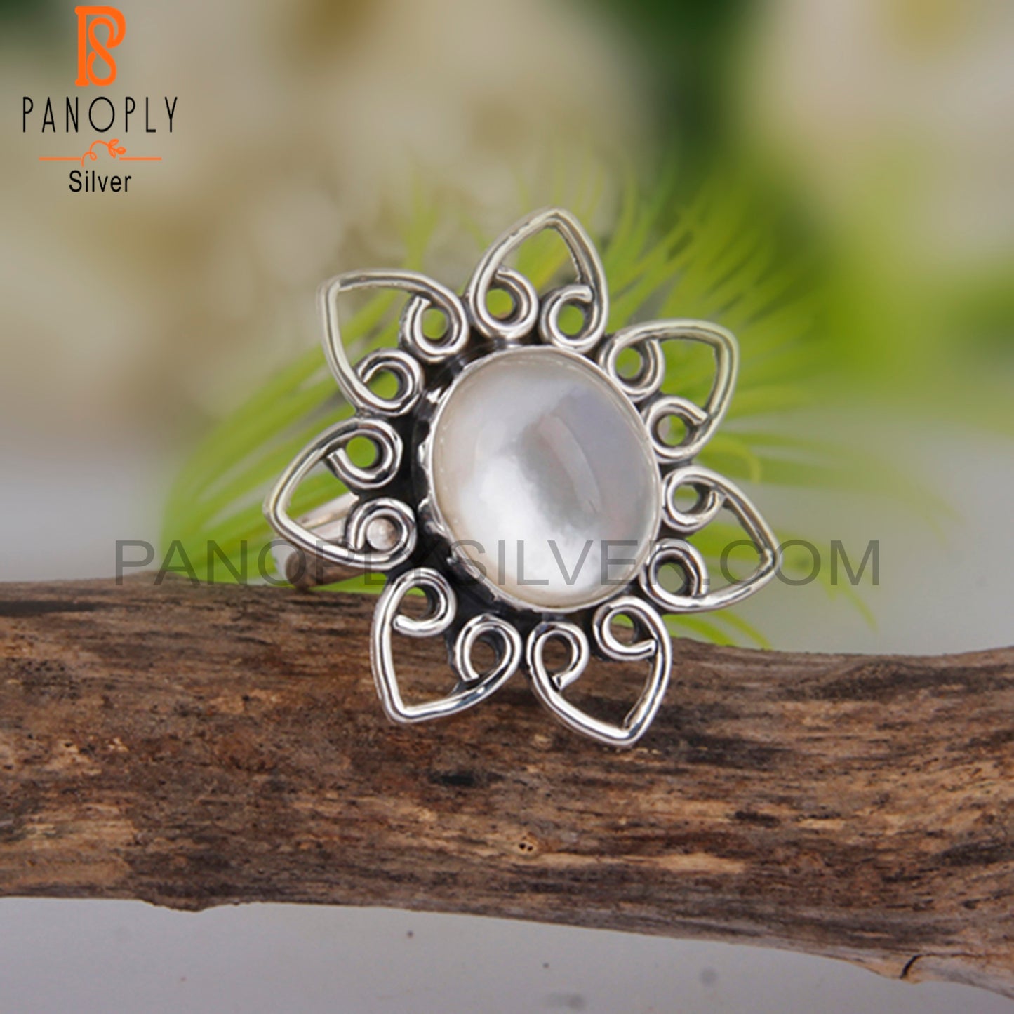 Doublet Mother Of Pearl Crystal 925 Sterling Silver Ring