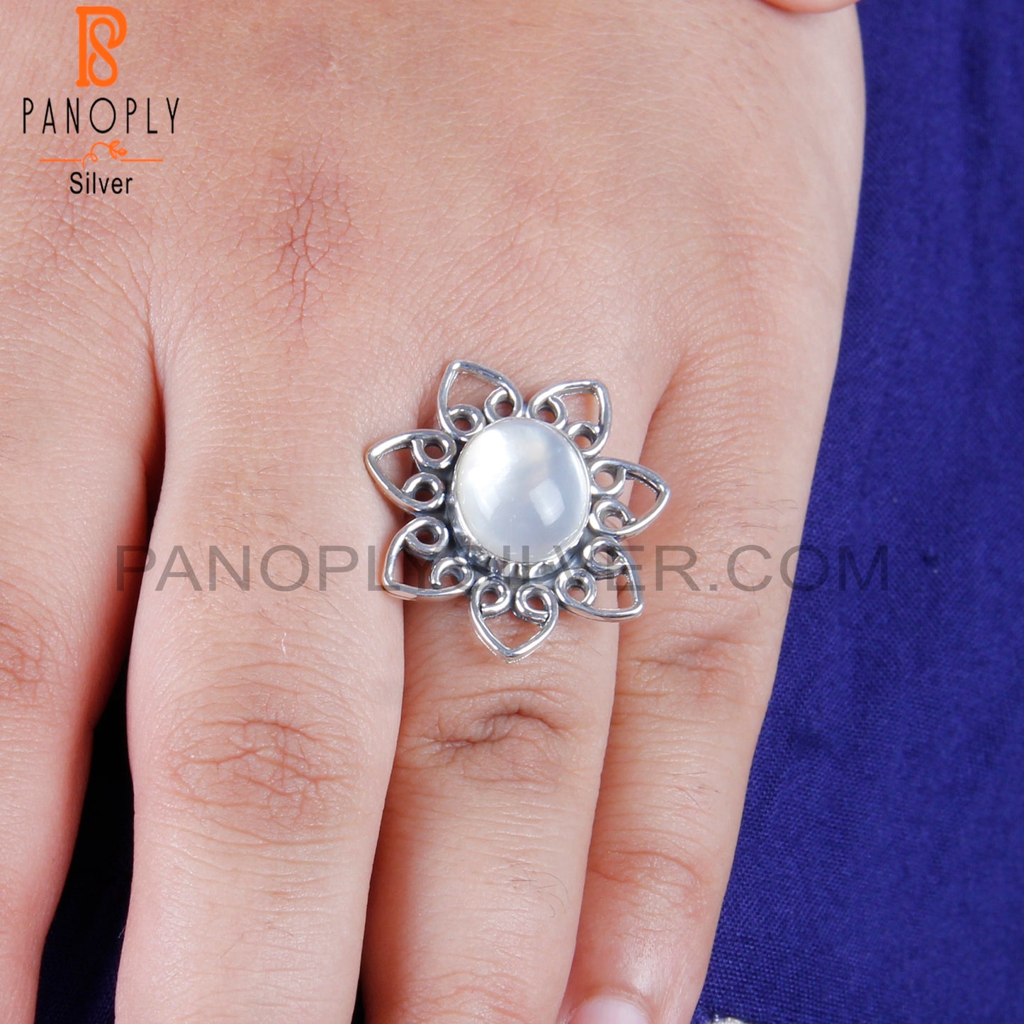 Doublet Mother Of Pearl Crystal 925 Sterling Silver Ring