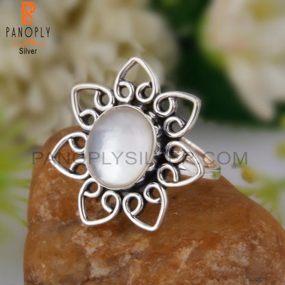 Doublet Mother Of Pearl Crystal 925 Sterling Silver Ring
