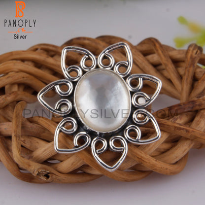 Doublet Mother Of Pearl Crystal 925 Sterling Silver Ring