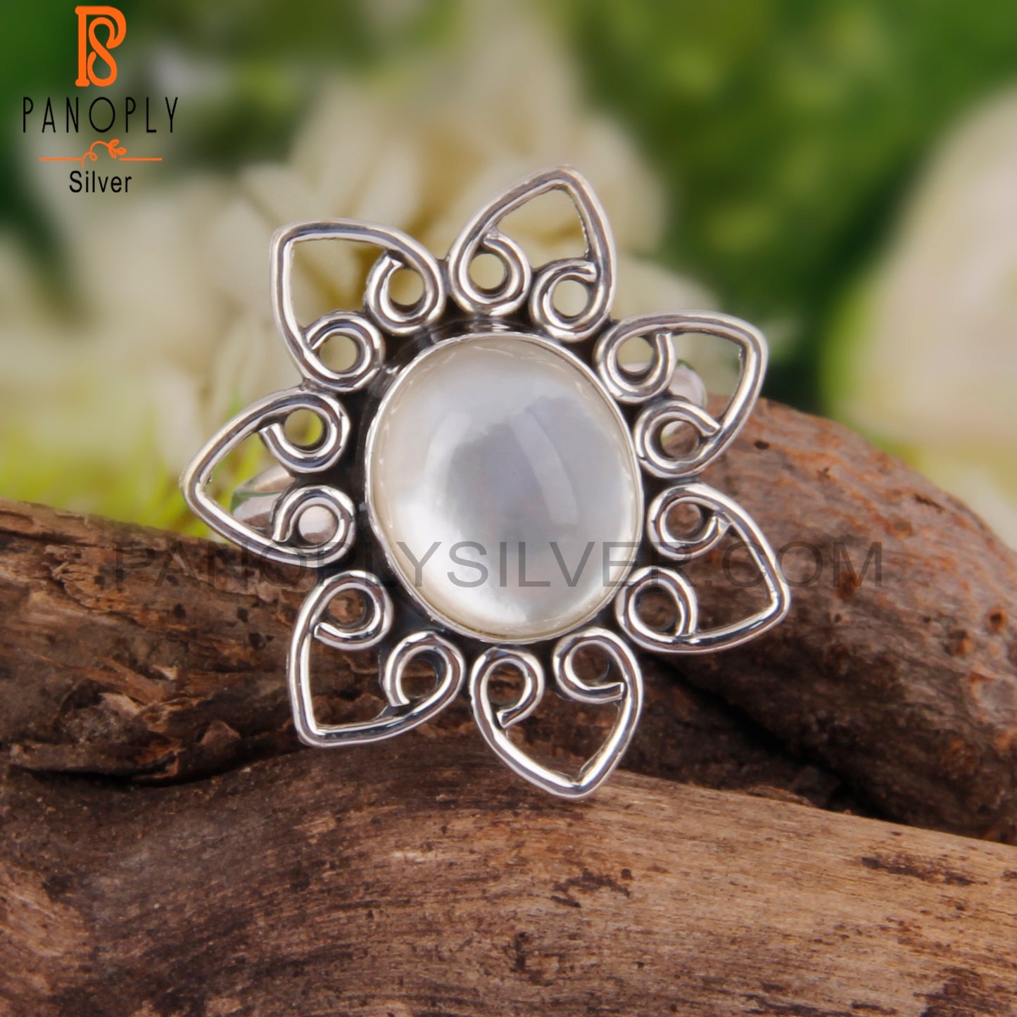 Doublet Mother Of Pearl Crystal 925 Sterling Silver Ring