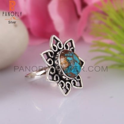 Mojave Copper Oyster Turquoise Stylish 925 Silver Ring