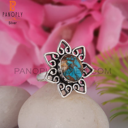 Mojave Copper Oyster Turquoise Stylish 925 Silver Ring