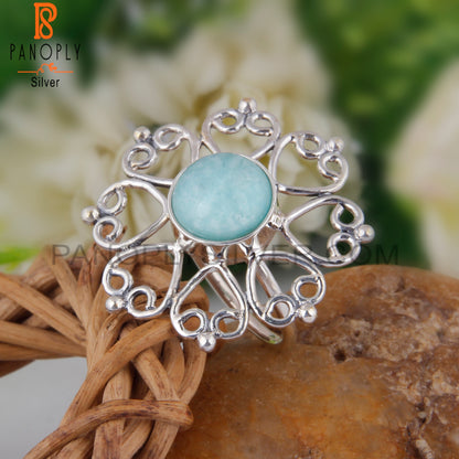 Doublet Amazonite Crystal 925 Sterling Silver Ring