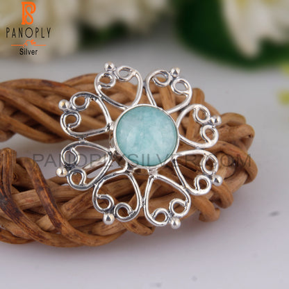 Doublet Amazonite Crystal 925 Sterling Silver Ring