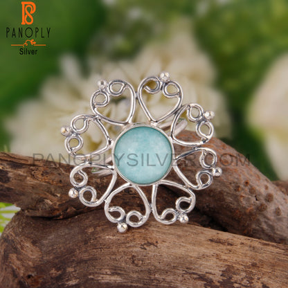 Doublet Amazonite Crystal 925 Sterling Silver Ring