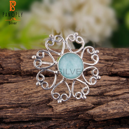 Doublet Amazonite Crystal 925 Sterling Silver Ring