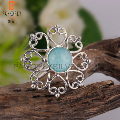 Doublet Amazonite Crystal 925 Sterling Silver Ring