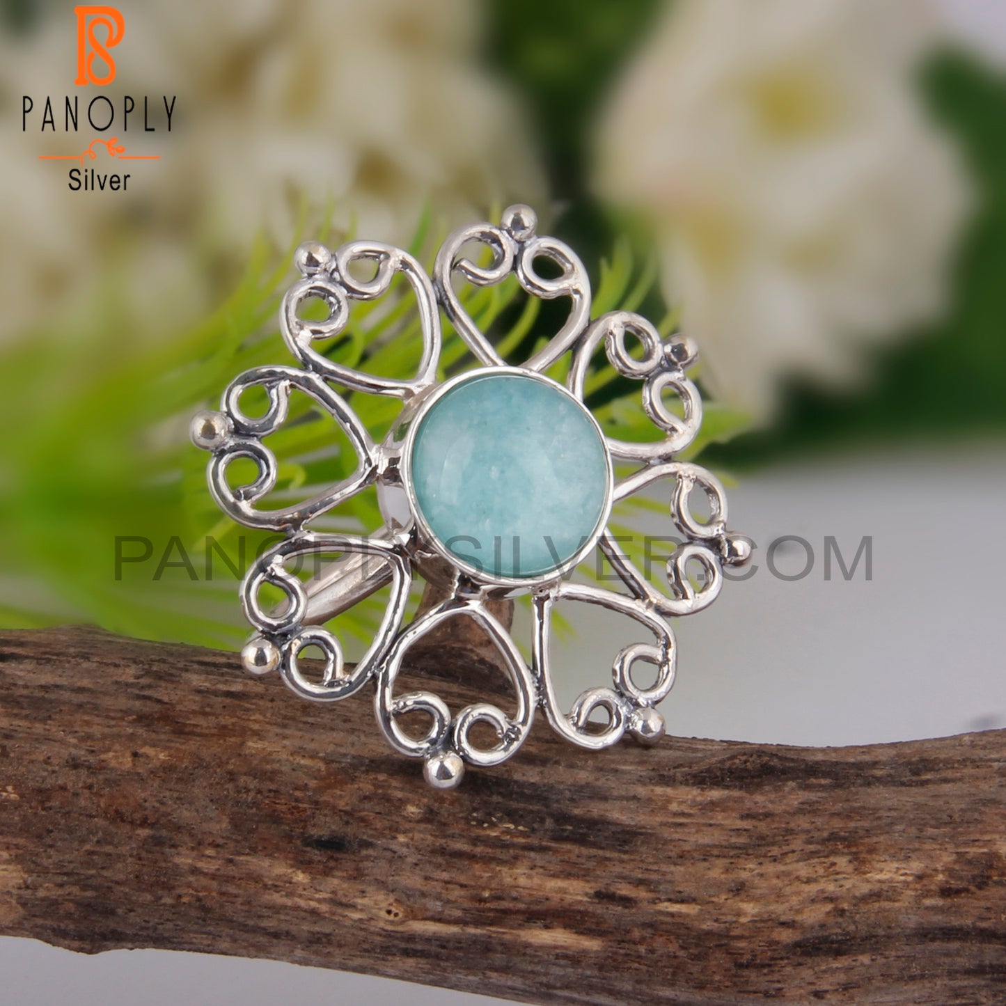 Doublet Amazonite Crystal 925 Sterling Silver Ring