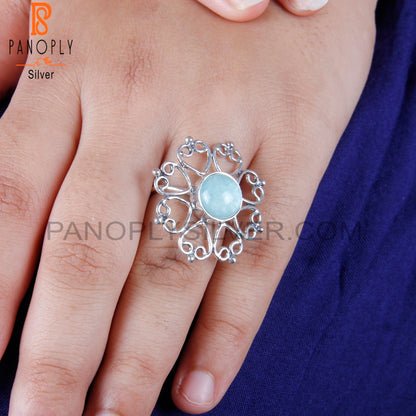 Doublet Amazonite Crystal 925 Sterling Silver Ring