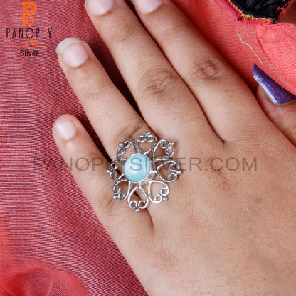 Doublet Amazonite Crystal 925 Sterling Silver Ring