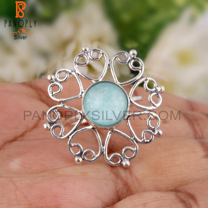 Doublet Amazonite Crystal 925 Sterling Silver Ring