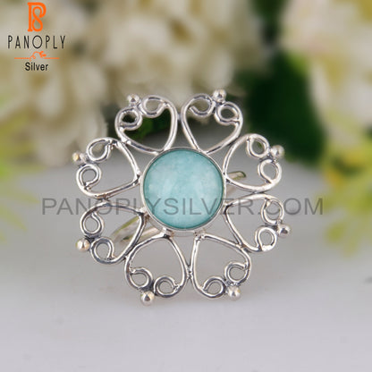 Doublet Amazonite Crystal 925 Sterling Silver Ring