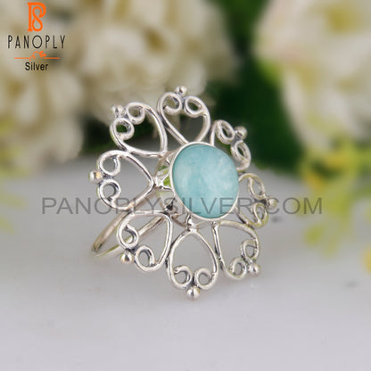 Doublet Amazonite Crystal 925 Sterling Silver Ring