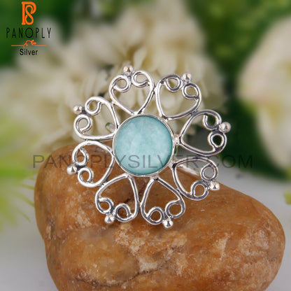 Doublet Amazonite Crystal 925 Sterling Silver Ring