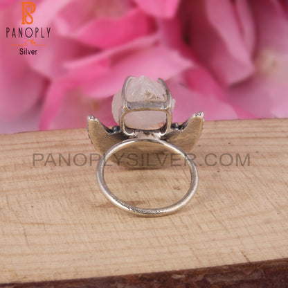 Rough Rainbow Moonstone 925 Sterling Silver Statement Ring