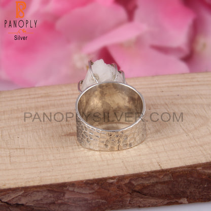 Rough Rainbow Moonstone 925 Sterling Silver Wedding Ring