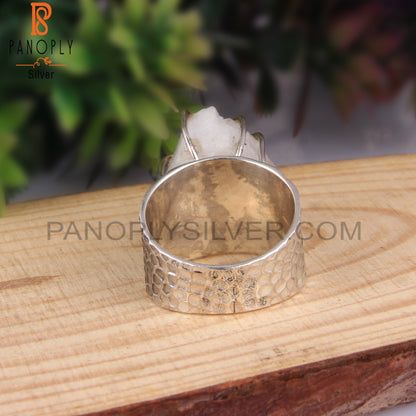 Rough Rainbow Moonstone 925 Sterling Silver Wedding Ring