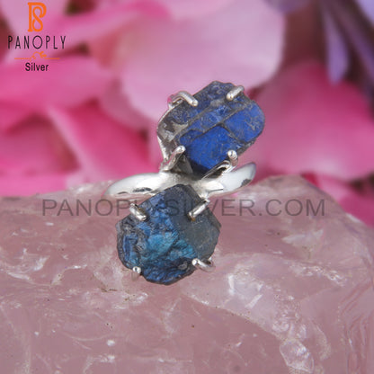 Rough Designer Labradorite 925 Sterling Silver Ring