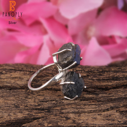 Rough Designer Labradorite 925 Sterling Silver Ring