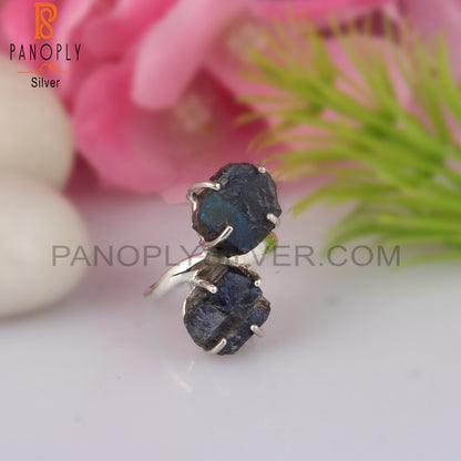 Rough Designer Labradorite 925 Sterling Silver Ring