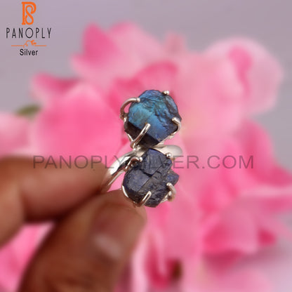 Rough Designer Labradorite 925 Sterling Silver Ring