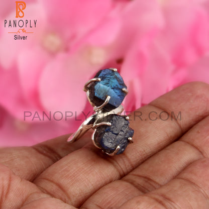 Rough Designer Labradorite 925 Sterling Silver Ring