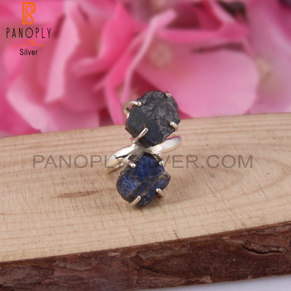 Rough Designer Labradorite 925 Sterling Silver Ring