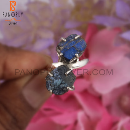 Rough Designer Labradorite 925 Sterling Silver Ring