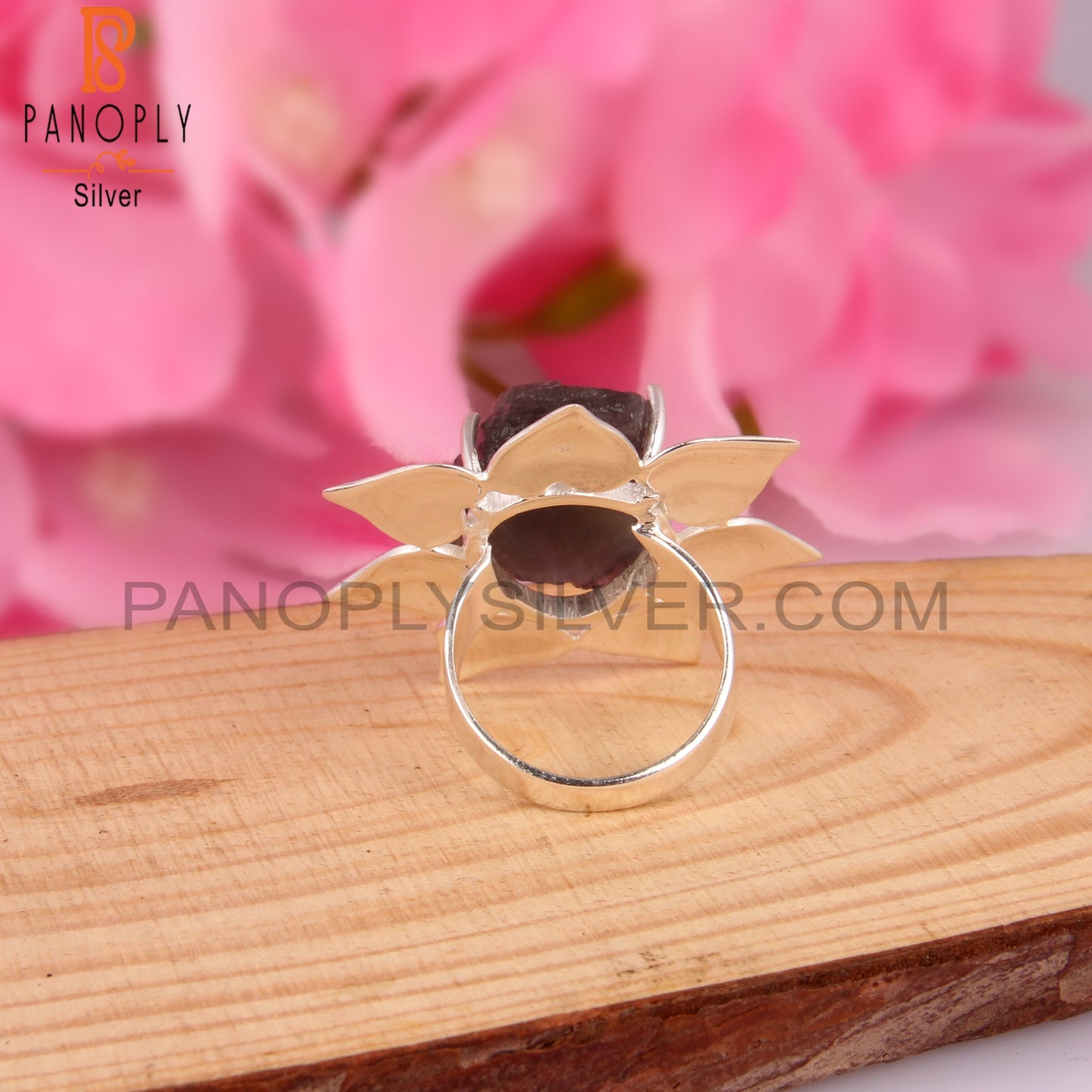 Labradorite Rough 925 Sterling Silver Flower Ring