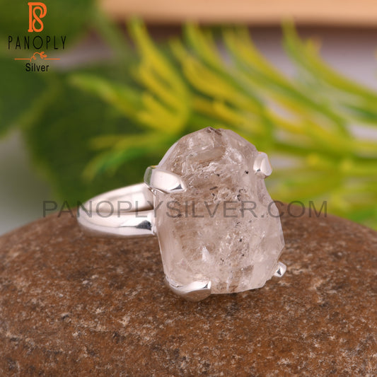 Herkimer Diamond Rough 925 Sterling Silver Ring Gift For Her