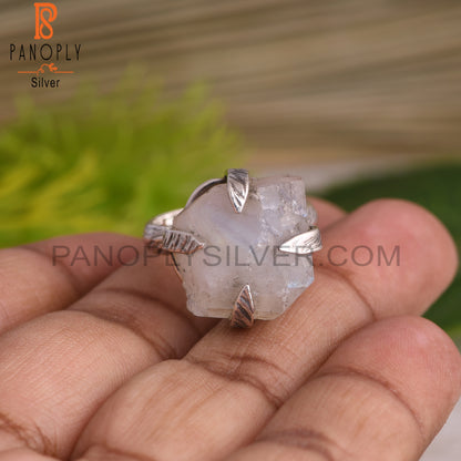 Rainbow Moonstone Rough 925 Sterling Silver Ring