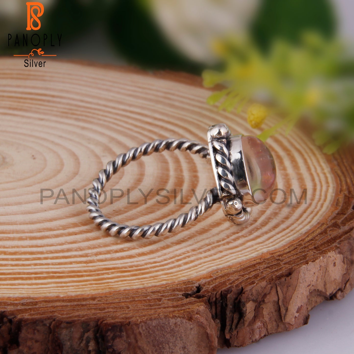 Doublet Sunstone Crystal Shape 925 Sterling Silver Ring