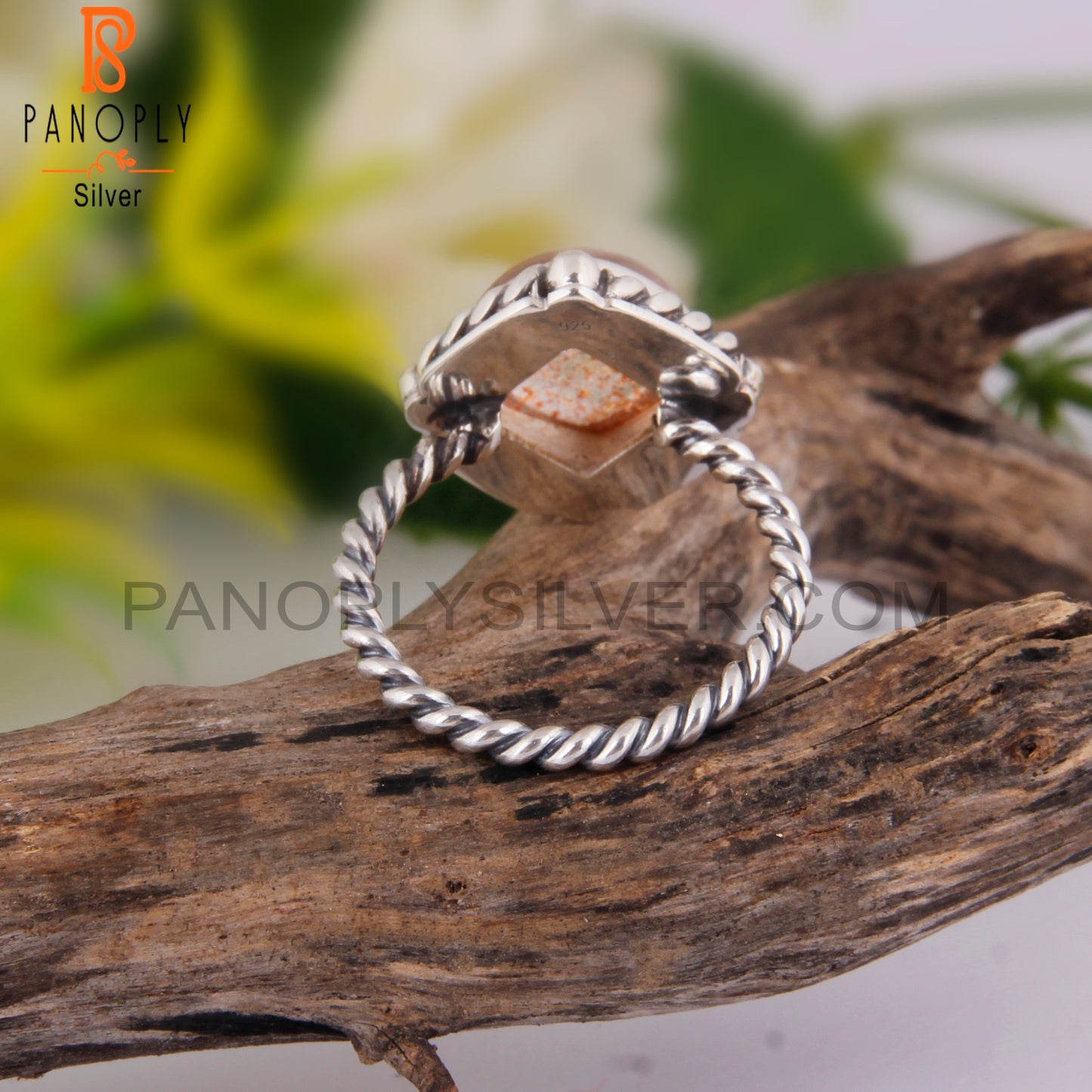 Doublet Sunstone Crystal Shape 925 Sterling Silver Ring