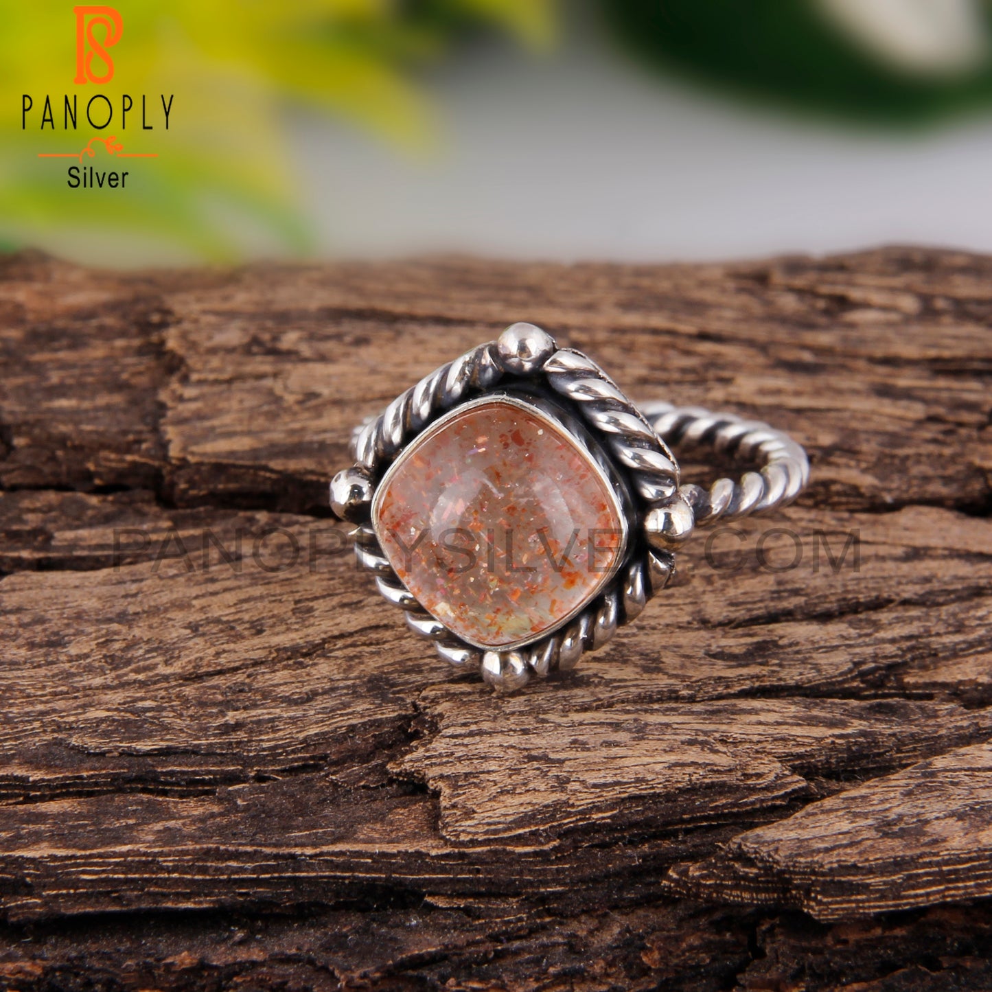 Doublet Sunstone Crystal Shape 925 Sterling Silver Ring