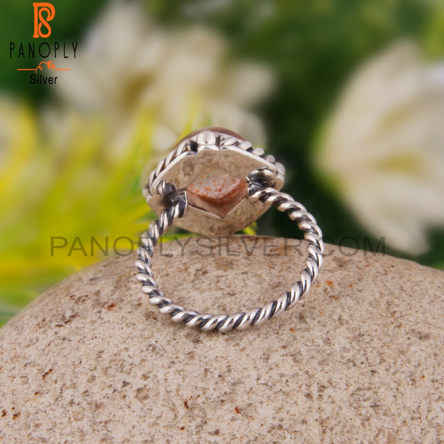 Doublet Sunstone Crystal Shape 925 Sterling Silver Ring