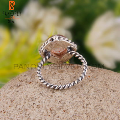 Doublet Sunstone Crystal Shape 925 Sterling Silver Ring