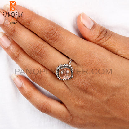 Doublet Sunstone Crystal Shape 925 Sterling Silver Ring