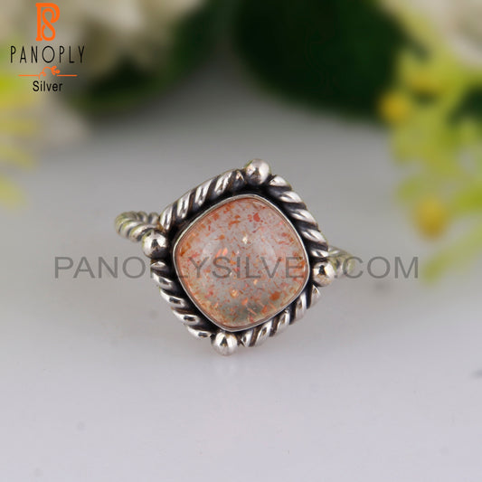 Doublet Sunstone Crystal Shape 925 Sterling Silver Ring