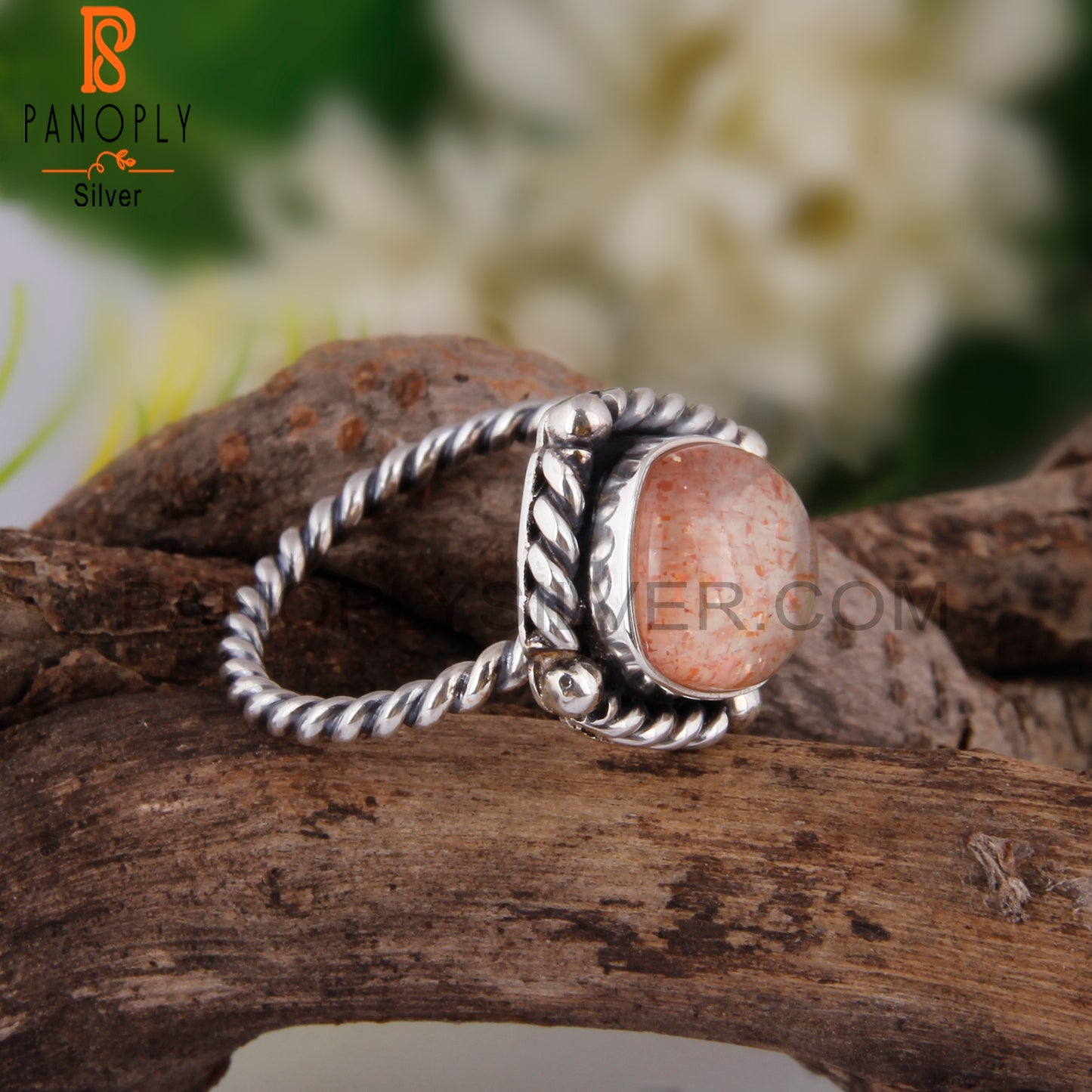 Doublet Sunstone Crystal Shape 925 Sterling Silver Ring